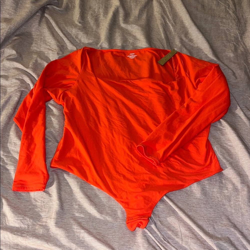 Skims Fits Everybody Long sleeve Square Neck Thong Bodysuit Plus Size